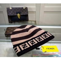 Buy Discount Fendi Cappello Striped Knit Hat FE082302 Beige 2024