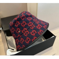 Buy Discount Gucci GG Fleece Fabric Bucket Hat 0913 Dark Blue 2024