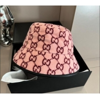 Best Price Gucci GG Fleece Fabric Bucket Hat 0913 Pink 2024