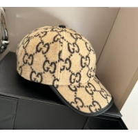 Cheapest Gucci GG Fleece Fabric Baseball Hat 0913 Beige 2024