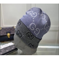 Top Grade Gucci Knit Hat with Maxi GG 1019022 Blue 2024