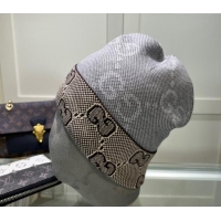 Inexpensive Gucci Knit Hat with Maxi GG 1019022 Light Grey 2024