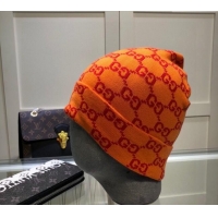 Fashion Discount Gucci GG Knit Hat 1019023 Orange 2024