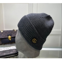 Good Looking Gucci Knit Hat with GG Patch 1019027 Grey 2024