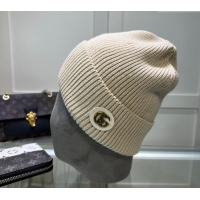 Original Cheap Gucci Knit Hat with GG Patch 1019027 White 2024