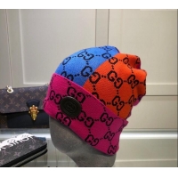 Low Cost Gucci Colored Knit Hat 1019029 Pink/Orange/Blue 2024