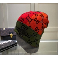 Luxurious Gucci Colored Knit Hat 1019029 Red/Orange/Green 2024