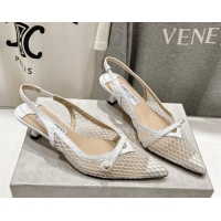 Big Discount Jimmy Choo Amita Slingback Pumps 4.5cm in Fishnet Mesh and Nappa Leather White 9030096