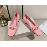 Lowest Price Jimmy Choo Ravi Flat Loafers 2.5cm in Patent Leather with Strass Link Light Pink 1011033