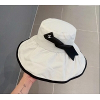 Low Cost Chanel Fabric Bucket hat with Waved Band 0301 White 2024