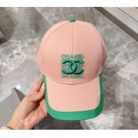 Inexpensive Chanel Canvas Baseball Hat 0301 Light Pink/Green 2024