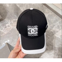 Buy Discount Chanel Canvas Baseball Hat 0301 Black/White 2024