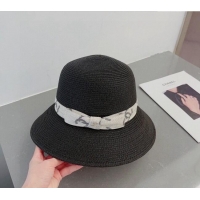 Market Sells Chanel Straw Bucket Hat with Canvas Band 0302 Black 2024