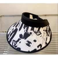 Buy Classic Chanel Printed Visor Hat 0302 Black/White 2024