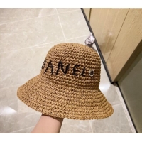 New Design Chanel Straw Bucket Hat 030202 Gold 2024