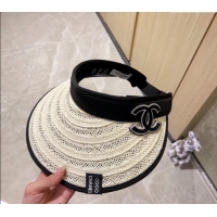 Top Quality Chanel Straw Visor Hat 040303 White 2024