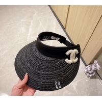 Most Popular Chanel Straw Visor Hat 040303 Black 2024