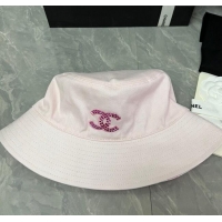 Market Sells Chanel Denim Bucket Hat with Strass CC 0514 Light Pink 2024