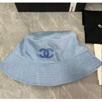 Buy Discount Chanel Denim Bucket Hat with Strass CC 0514 Blue 2024