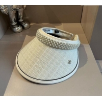 Buy Classic Chanel Visor hat with pearls 0514 White 2024