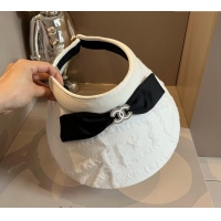 Spot Bulk Chanel Visor Hat 061901 White 2024