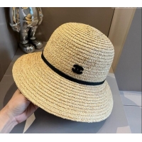 New Cheap Chanel Straw Bucket Hat with Bow 071001 2024