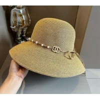 New Product Chanel Straw Bucket Hat with Pearls 0710 2024