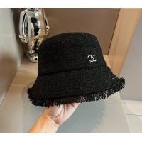 Cheap Price Chanel Tweed Bucket Hat with Fringe 082201 Black 2024