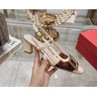 Sumptuous Roger Vivier Belle Vivier Slingback Pumps 4.5cm in patent fabric White/Brown 812123