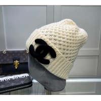 Spot Bulk Chanel Knit Hat with Maxi CC CH082301 Beige 2024