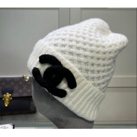 Top Quality Chanel Knit Hat with Maxi CC CH082301 White 2024