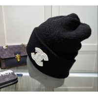 Top Quality Chanel Knit Hat with CC Patch CH082302 Black 2024