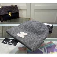 Buy New Cheap Chanel Knit Hat with CC Patch CH082302 Grey 2024