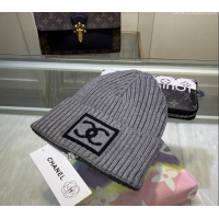 Popular Style Chanel Knit Hat with Framed CC CH082303 Grey 2024