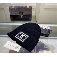 New Product Chanel Knit Hat with Framed CC CH082303 Black 2024