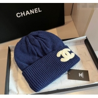 Luxury Discount Chanel Knit hat with Maxi CC CH091302 Blue 2024