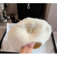 Top Quality Chanel Knit Beret hat CH091303 White 2024