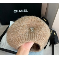 Buy Classic Chanel Knit Beret hat CH091303 Light Brown 2024