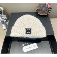 Cheap Discount Chanel Knit Hat with CC Patch CH091306 White 2024