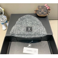 Best Price Chanel Knit Hat with CC Patch CH091306 Dark Grey 2024