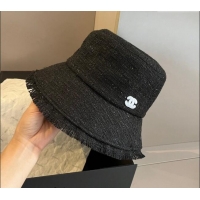 Market Sells Chanel Tweed Bucket Hat with Fringe 1019002 Black 2024