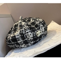 Well Crafted Chanel Tweed Beret Hat 1019005 Black/White 2024