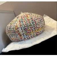 Super Quality Chanel Tweed Beret Hat with Chain 1019011 Multicolor 2024