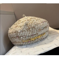 Spot Bulk Chanel Tweed Beret Hat 1019011 Gold/Multi 2024