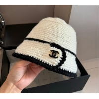 Buy Classic Chanel Knit Bucket Hat 1019018 White 2024