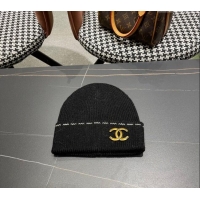 Shop Discount Chanel Knit Hat with Metal CC 1019025 Black 2024