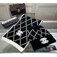 Cheapest Chanel Chevron Long Scarf and Hat Set CH102111 Black/White 2024