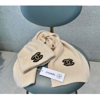 Cheap Design Chanel Cashmere Knit Long Scarf and Hat Set CH102112 Beige 2024