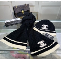 Classic Discount Chanel Long Scarf and Hat Set CH102113 Black 2024