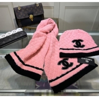 Grade Quality Chanel Long Scarf and Hat Set CH102113 Pink 2024